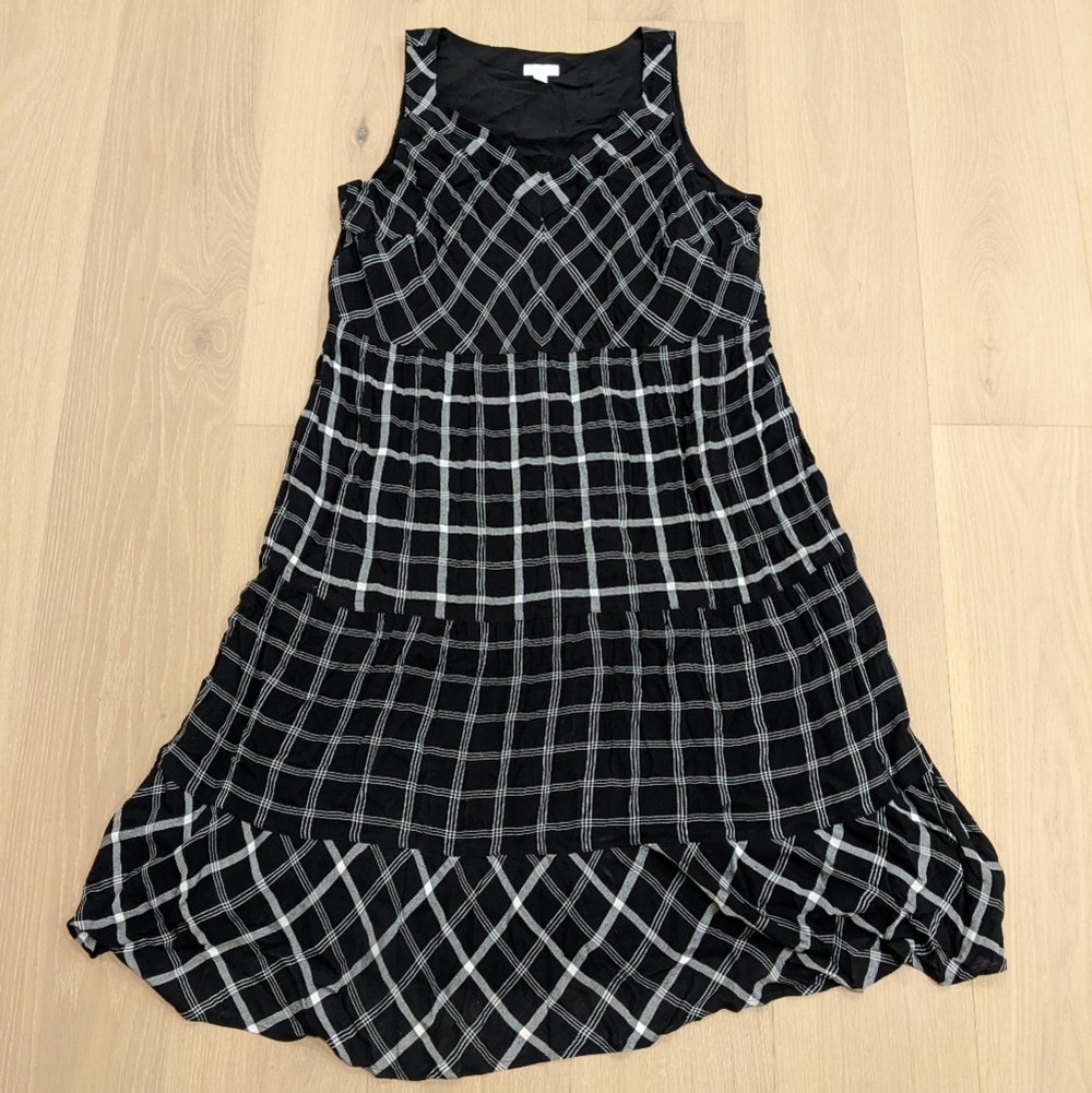 J. Jill Black Midi Dress with White Windowpane Plaid
